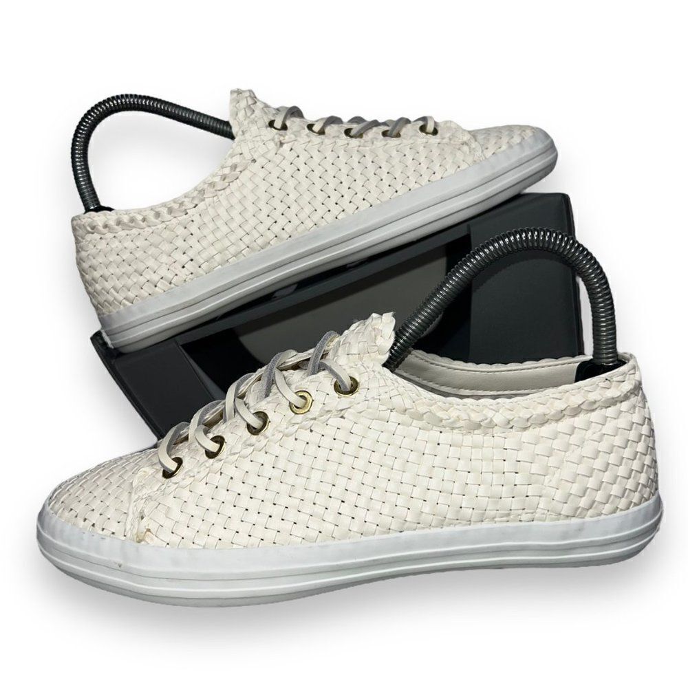 Talbots Faux‎ Leather Woven Casual Sneakers White Women's 7M